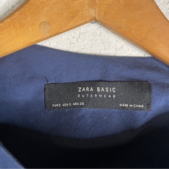 ZARA Basics Women’s Jacket Bell Sleeve Aztec Fringe Blue Size Small Oversize - Picture 7 of 10